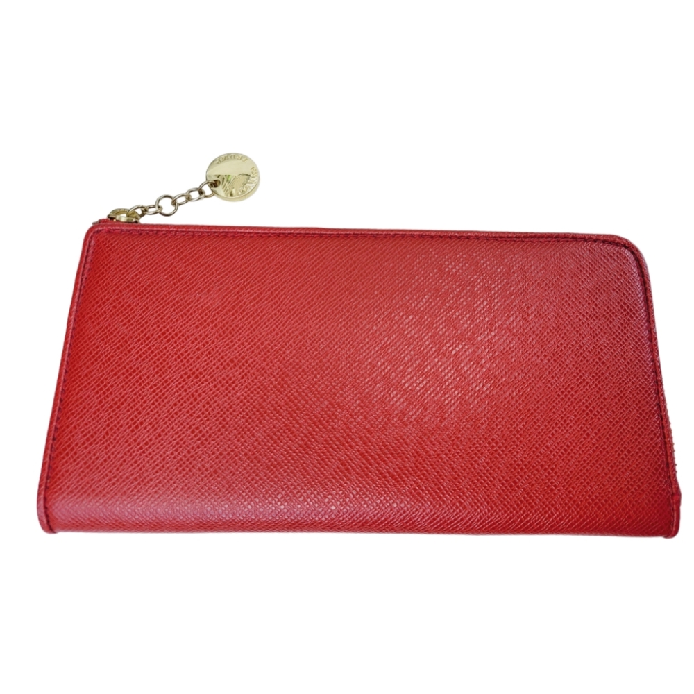 Ivanka Trump Red Textured Wallet with Gold Charm